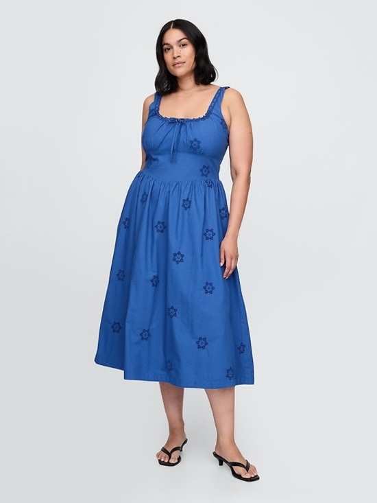GAP Dresses & Skirts - cottage core coastal chic GAP Royal Blue Eyelet Midi Dress